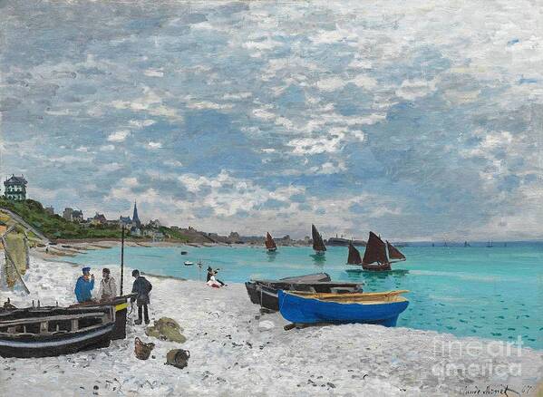 The Beach At Sainte-adresse Art Print featuring the painting The Beach at Sainte-Adresse #20 by Claude Monet
