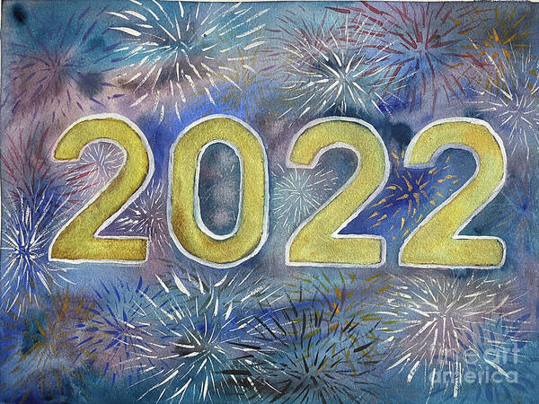 2022 Art Print featuring the painting 2022 Fireworks by Lisa Neuman