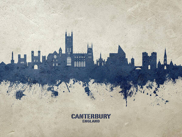 Canterbury Art Print featuring the digital art Canterbury England Skyline #23 by Michael Tompsett