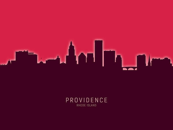 Providence Art Print featuring the digital art Providence Rhode Island Skyline #25 by Michael Tompsett