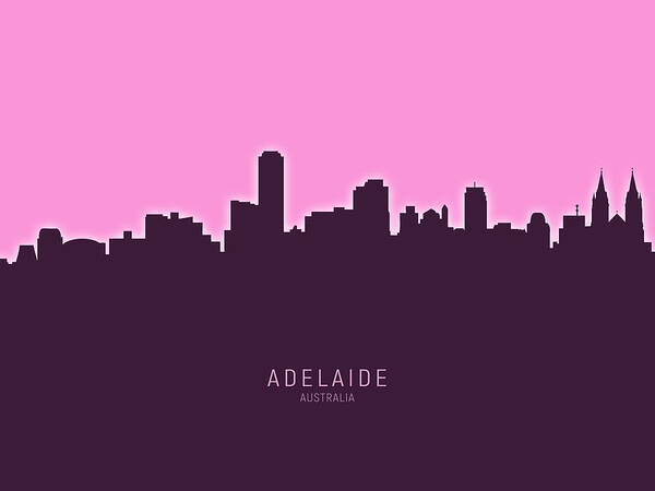 Adelaide Art Print featuring the digital art Adelaide Australia Skyline #26 by Michael Tompsett