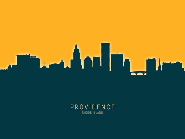 Providence Art Print featuring the digital art Providence Rhode Island Skyline #26 by Michael Tompsett