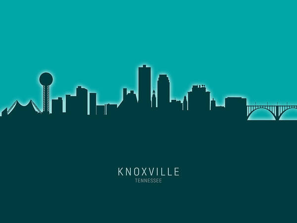Knoxville Art Print featuring the digital art Knoxville Tennessee Skyline #27 by Michael Tompsett