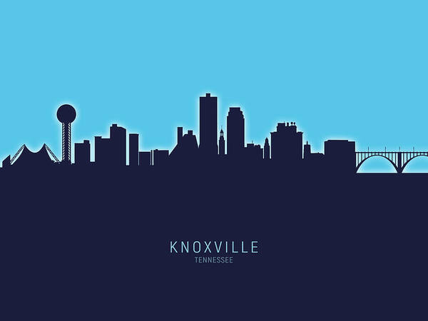 Knoxville Art Print featuring the digital art Knoxville Tennessee Skyline #28 by Michael Tompsett