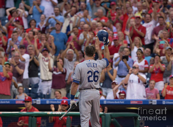 Crowd Art Print featuring the photograph Chase Utley #3 by Mitchell Leff