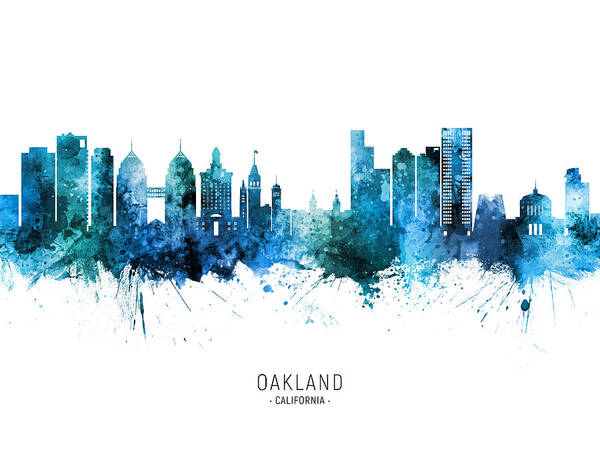 Oakland Art Print featuring the digital art Oakland California Skyline #35 by Michael Tompsett