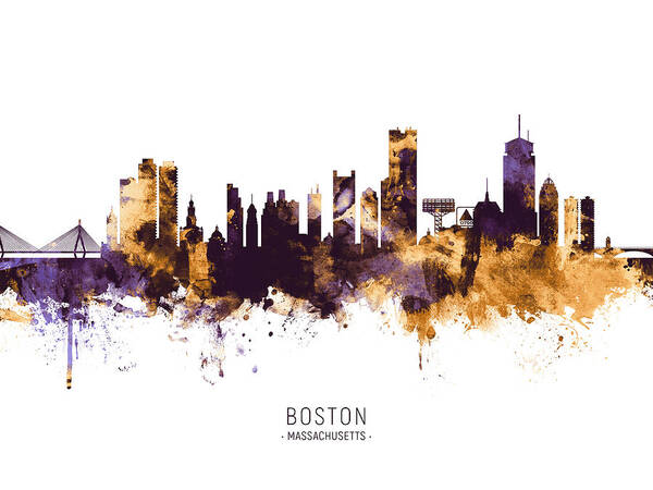 Boston Art Print featuring the digital art Boston Massachusetts Skyline #38 by Michael Tompsett