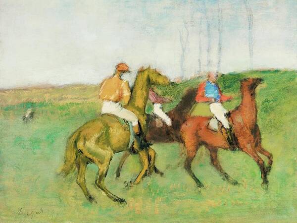 Horse Art Print featuring the painting Jockeys and Race Horses #5 by Edgar Degas