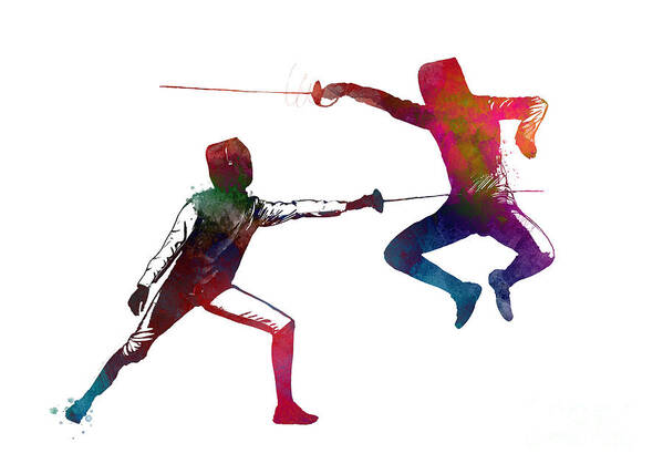 Fencing Sport Art #fencing #sport Art Print featuring the digital art Fencing sport art #fencing #sport #8 by Justyna Jaszke JBJart