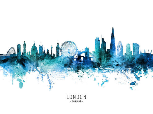 London Art Print featuring the digital art London England Skyline #86 by Michael Tompsett