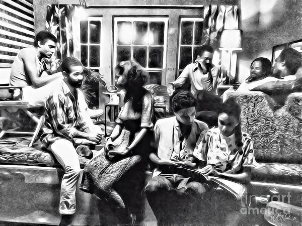 Groups Art Print featuring the digital art A Gathering of Friends, Circa 1977 by Walter Neal