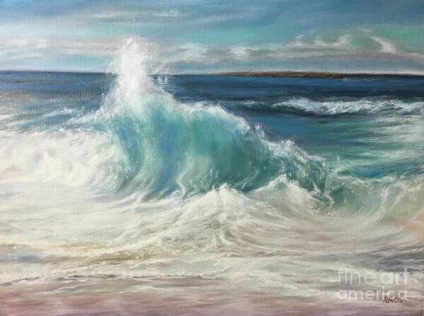 Waves Art Print featuring the painting A Grand Green Wave by Rose Mary Gates