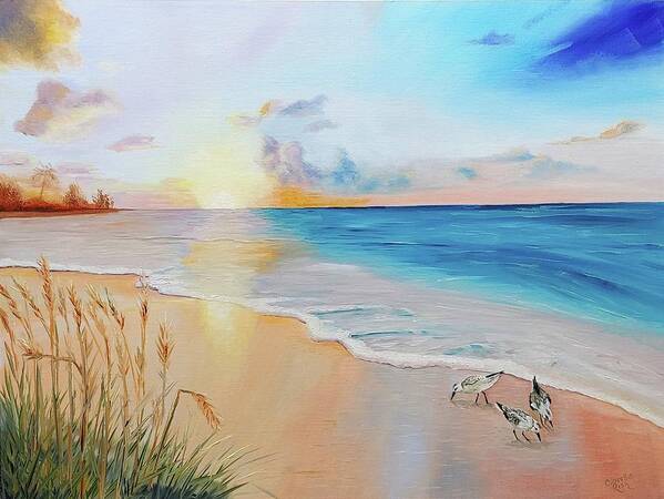 Florida Sunrise Art Print featuring the painting A New Day by Connie Rish