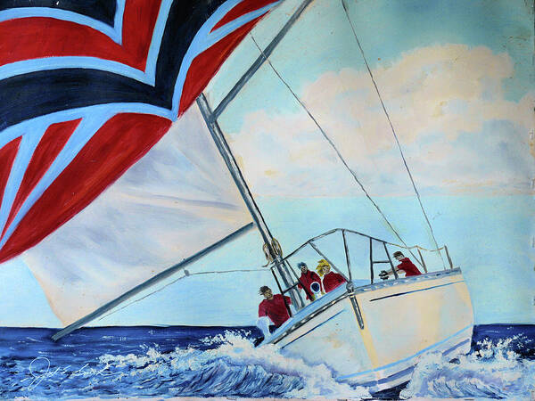 Spinnaker Art Print featuring the painting A Spinnaker Day  by Joel Smith
