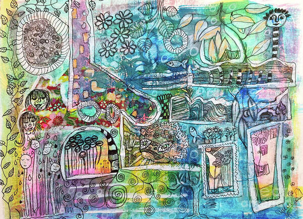 Drawing Art Print featuring the mixed media A Story within a Story .. within a Story by Mimulux Patricia No