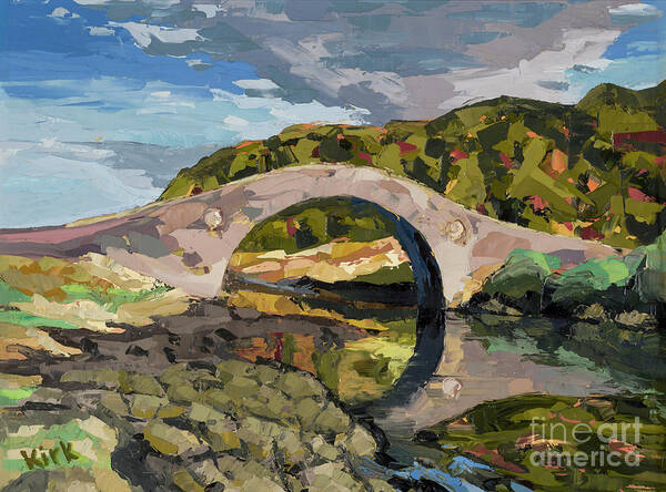 Scotland Art Print featuring the painting Abandoned Bridge, 2015 by PJ Kirk