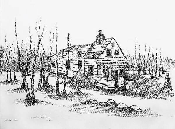 Farmhouse Art Print featuring the drawing Abandoned Homestead by Yvonne Blasy
