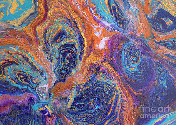 Acrylic Pour Art Print featuring the painting Acrylic Pour Eternal Galaxies by Elisabeth Lucas