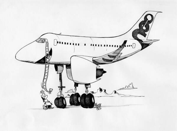 Original Art Art Print featuring the drawing Airbus A320neo by Michael Hopkins