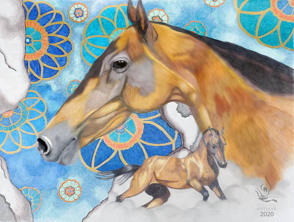 Horse Art Print featuring the drawing Akhal-Teke Horse by Equus Artisan