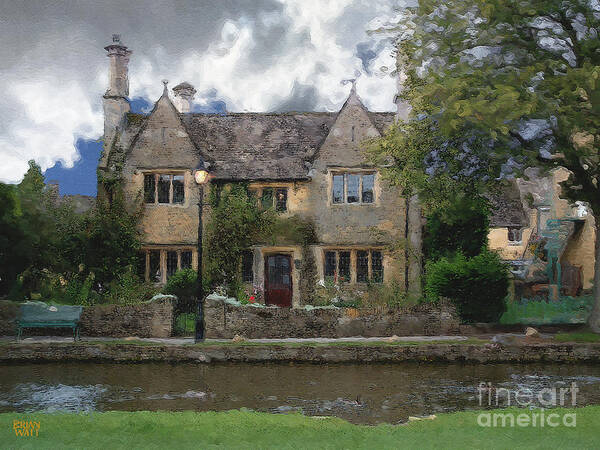 Bourton-on-the-water Art Print featuring the photograph Along the Water in Bourton by Brian Watt