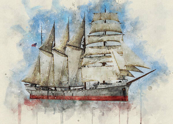 Sailing Ship Art Print featuring the digital art Anne Comyn by Geir Rosset