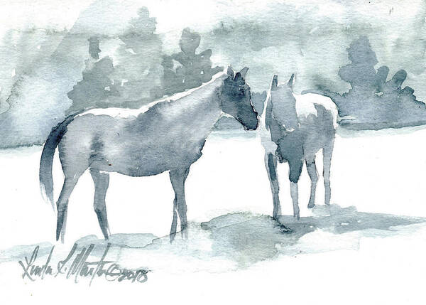 Horses Art Print featuring the painting Another Blue Moon by Linda L Martin