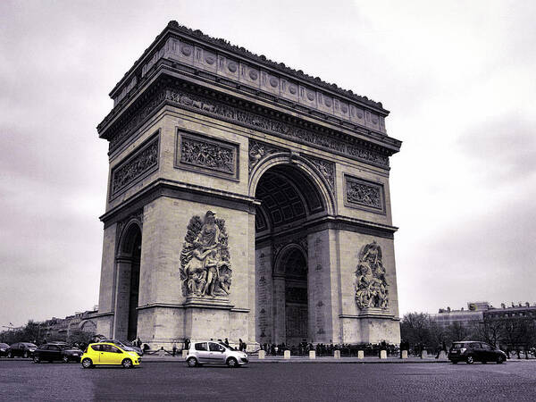 Arc De Triomphe Art Print featuring the photograph Arc de Triomphe Avec du Jaune by Susan Maxwell Schmidt