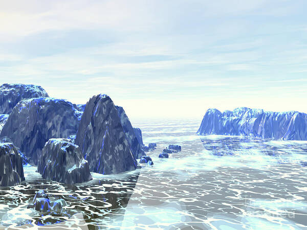 Digital Art Art Print featuring the digital art Arctic Icebergs by Phil Perkins