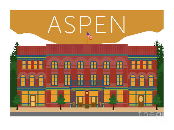 Aspen Hotel Jerome Colorado Art Print featuring the digital art Aspen Hotel Jerome Gold by Sam Brennan