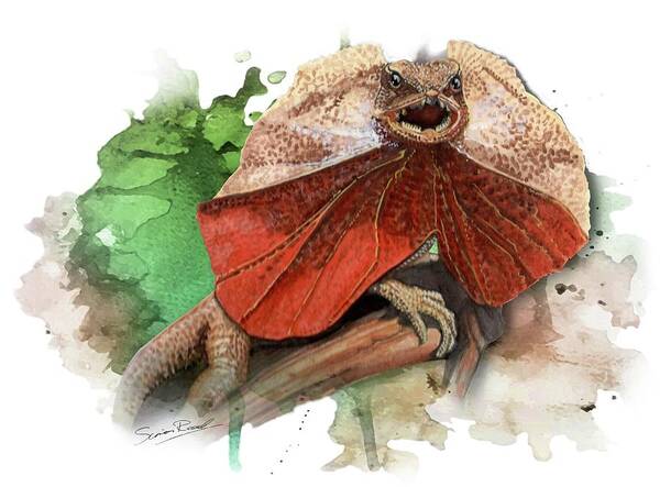 Art Art Print featuring the painting Australian Frilled Necked Lizard by Simon Read