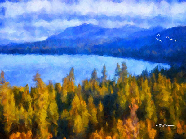 Landscape Art Print featuring the painting Autumn in Tahoe, California by Trask Ferrero