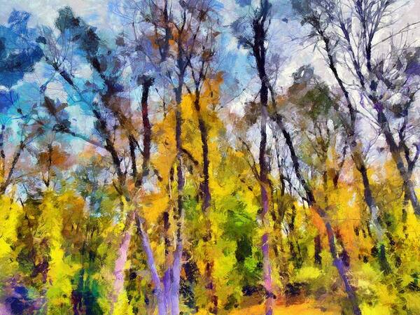 Trees Art Print featuring the mixed media Autumn in the Park by Christopher Reed