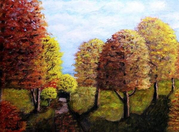 Landscape Art Print featuring the painting Autumn Scene by Gregory Dorosh