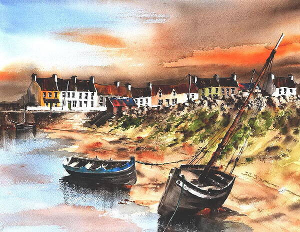 Holiday Ireland Art Print featuring the painting Barna Harbour, nr. Galway citie. by Val Byrne