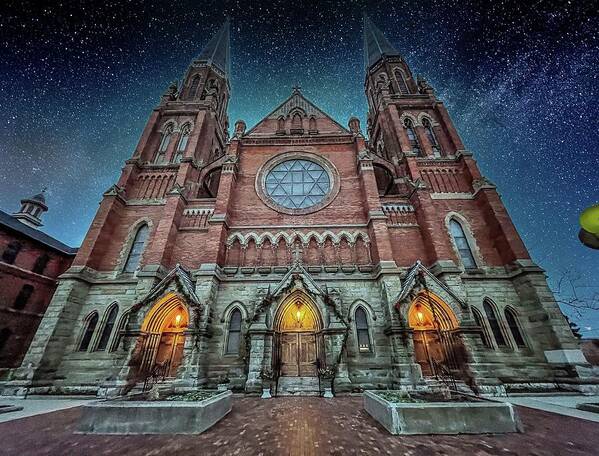 Detroit Art Print featuring the photograph Basilica of Ste. Anne de Detroit IMG_7462-SKY by Michael Thomas