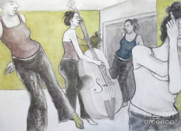 Life Drawing Art Print featuring the mixed media Bass Note by PJ Kirk