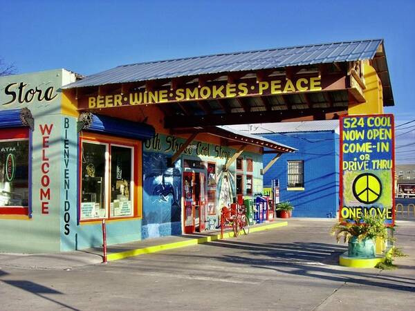 Austin Art Print featuring the photograph Beer Wine Smokes Peace by Tanya White