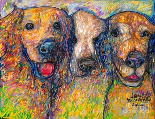 #dogs #dogsofinstagram #dog #dogstagram #puppy #doglover #dogoftheday #instadog #doglovers #doglife #pets #love #puppylove #puppies #pet #puppiesofinstagram #dogsofinsta #cute #instagram #of #petsofinstagram #dogslife #doggo #animals #ilovemydog #cats #doglove #petstagram #dogphotography #cutedogs Art Print featuring the drawing Bella, Sequoia, Kirby by Jon Kittleson