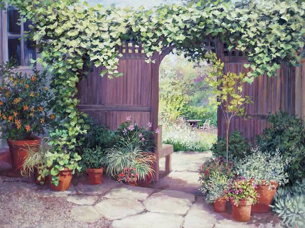 Fence Art Print featuring the painting Berkshire Garden by Laurie Snow Hein