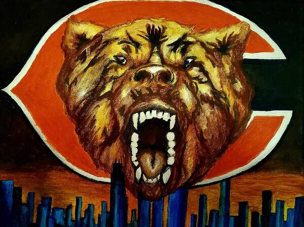 Chicago Art Print featuring the painting Beware of Da' Bears by Glory Fraulein Wolfe
