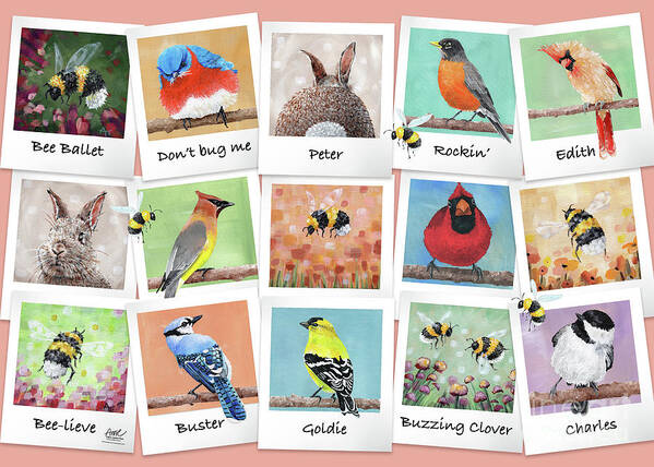 Puzzles Art Print featuring the painting Birdie Bunch by Annie Troe