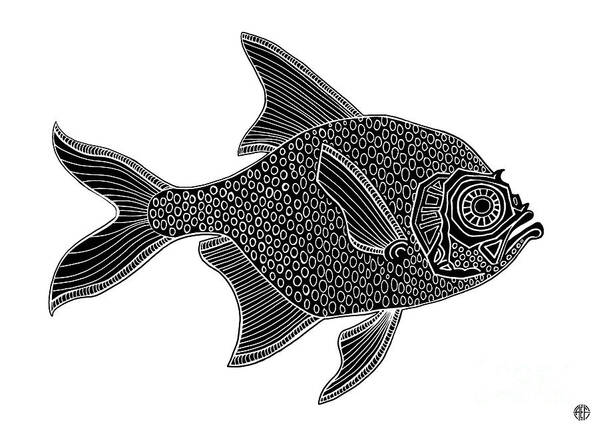 Fish Art Print featuring the drawing Black Fish Ink 2 by Amy E Fraser