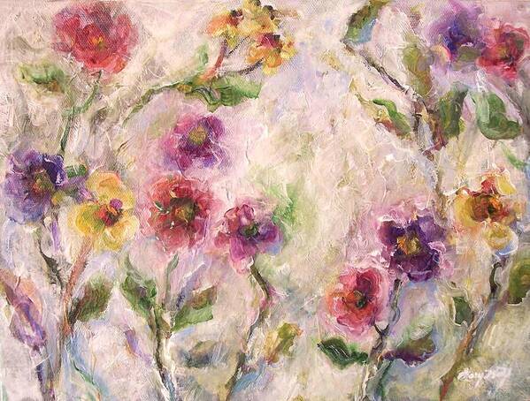 Impressionist Floral Art Art Print featuring the painting Bloom by Mary Wolf
