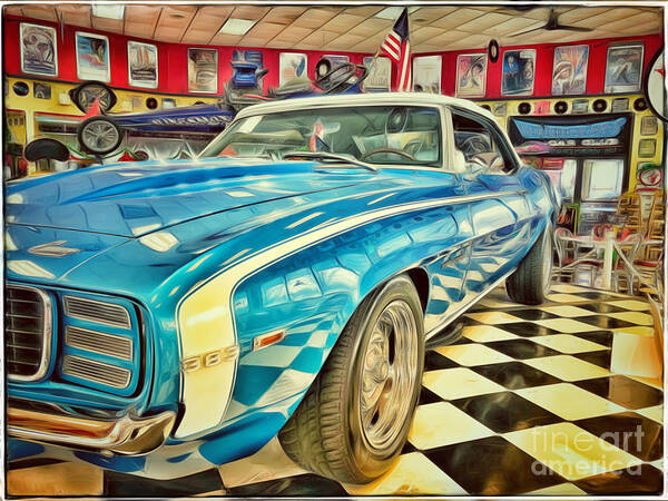 Automobile Art Print featuring the photograph Blue Camaro by Eleanor Abramson