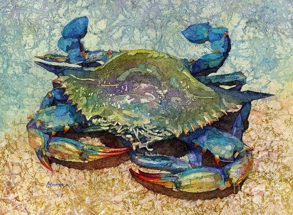 Crab Art Print featuring the painting Blue Crab by Hailey E Herrera
