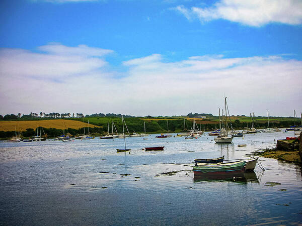Brittany Art Print featuring the photograph Boats under a blue sky by Jim Feldman