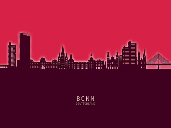 Bonn Art Print featuring the digital art Bonn Germany Skyline #47 by Michael Tompsett
