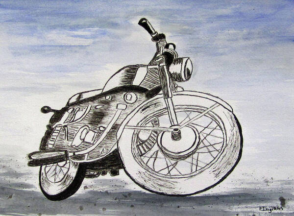 Motor Bike Art Print featuring the painting Born to Ride by Elvira Ingram