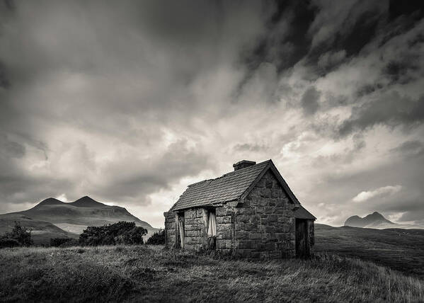 Bothy Art Print featuring the photograph Bothy and Mountains by Dave Bowman